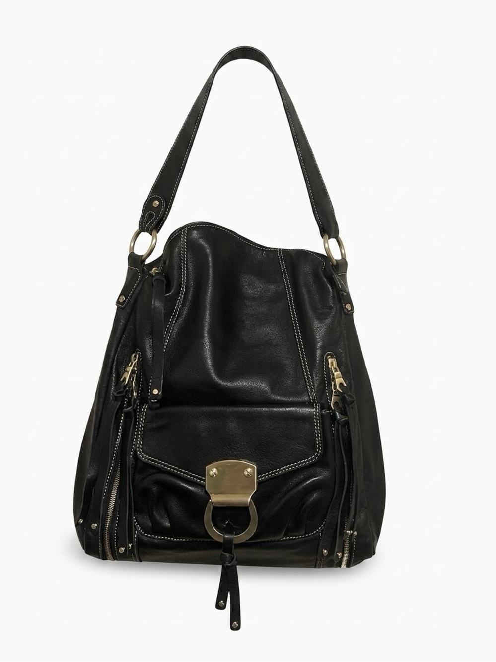 Brio! Black 100% Leather Hobo Shoulder Bag - NWOT.